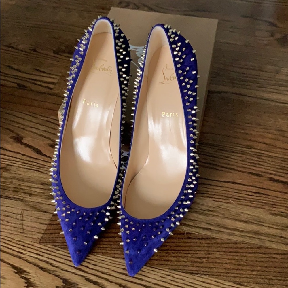 Christian Louboutin Escarpic blue suede 70mm pumps